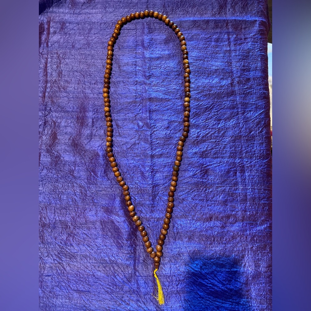 Brown Wood Mala 108 beads w/Tassel
